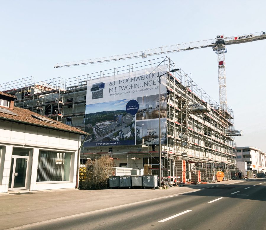 Baustellenwerbung Megaposter Mietwohnungen